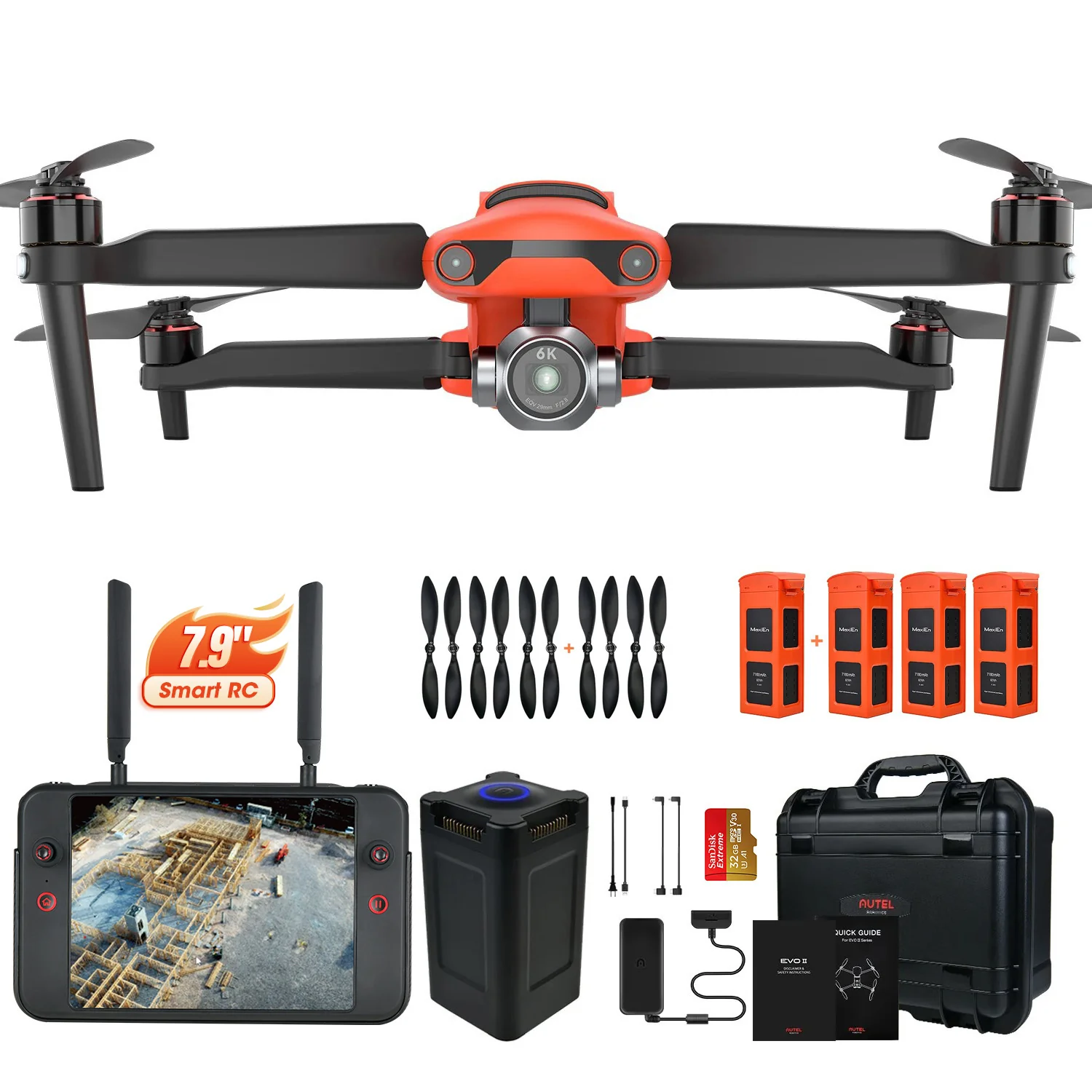 Autel Robotics EVO II Pro (6K) Camera Drone Rugged Bundle Hard Case Combo With Autel 7.9" Smart Controller[V2 Version]]